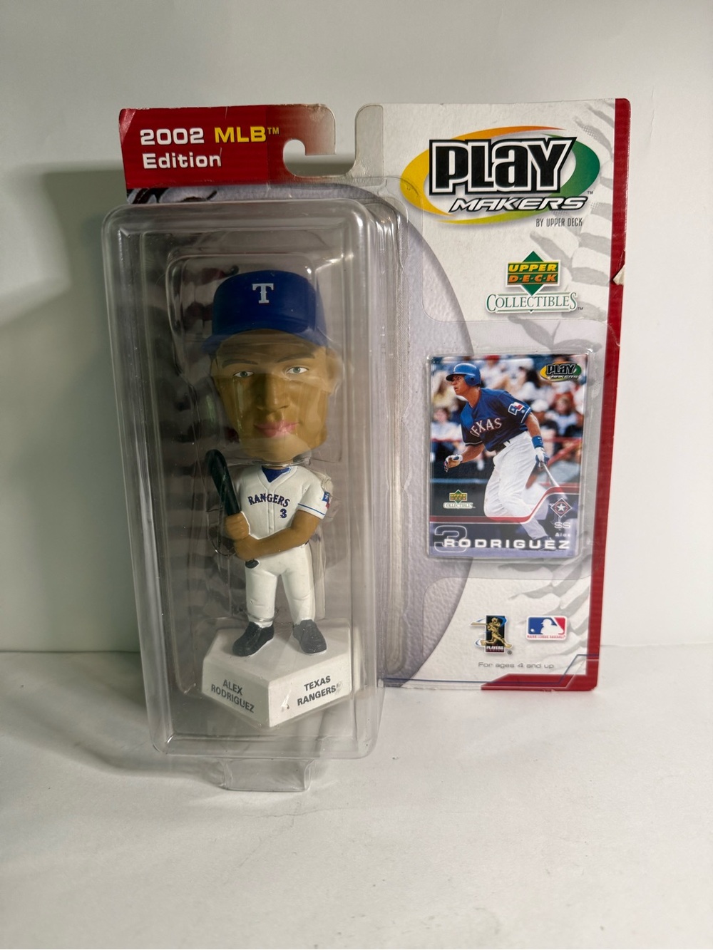 Upper Deck Play Makers Alex Rodriguez #3 2002 MLB Edition Bobblehead & Card